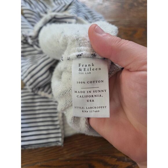 FRANK & EILEEN Mini Belfast Crop Peacoat Navy French Stripe sz Large - Picture 4 of 5